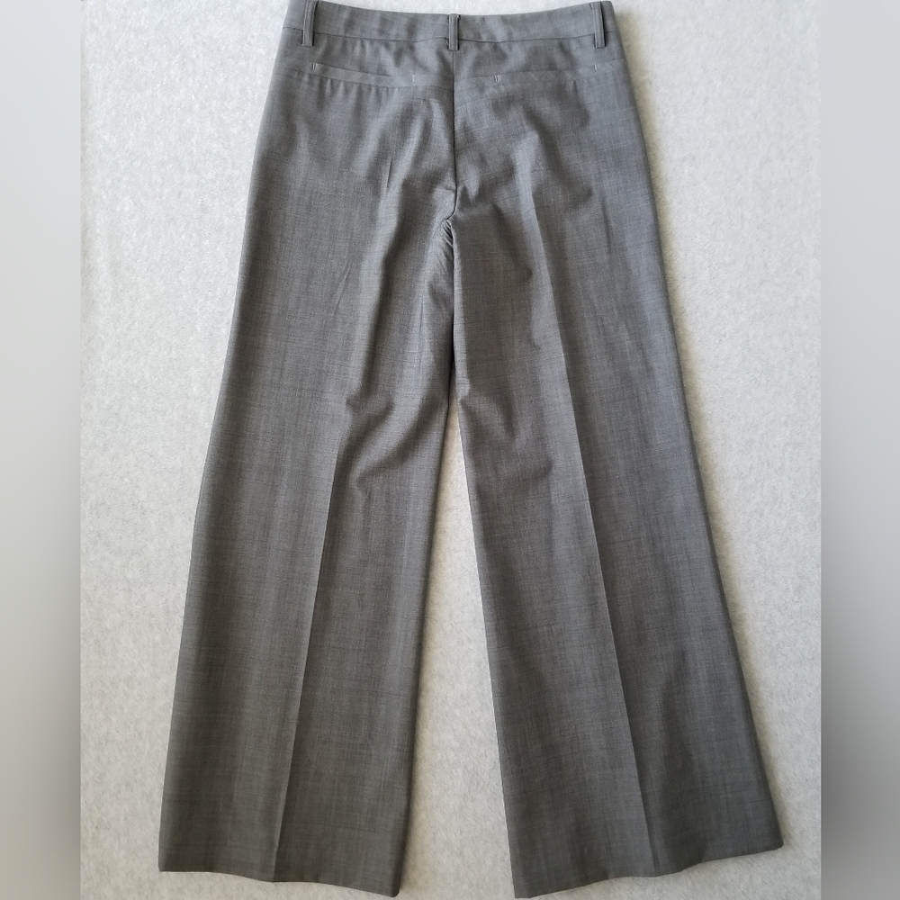 Theory Womens Gray Wide Leg Wool Blend Career Pleated Dress Pants Interview Sz 4 - Picture 12 of 12